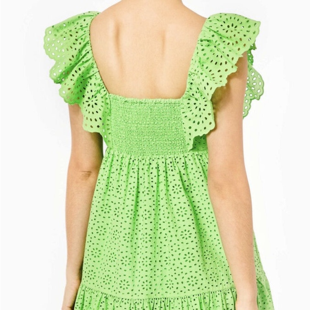 NWT Lilly Pulitzer Asteria Eyelet Babydoll Dress Cabana Green Size 0 - Picture 10 of 11